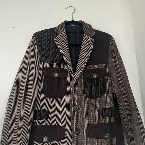 Desigual Mixed Pattern Wool Tweed Blazer Jacket - Picture 2 of 9